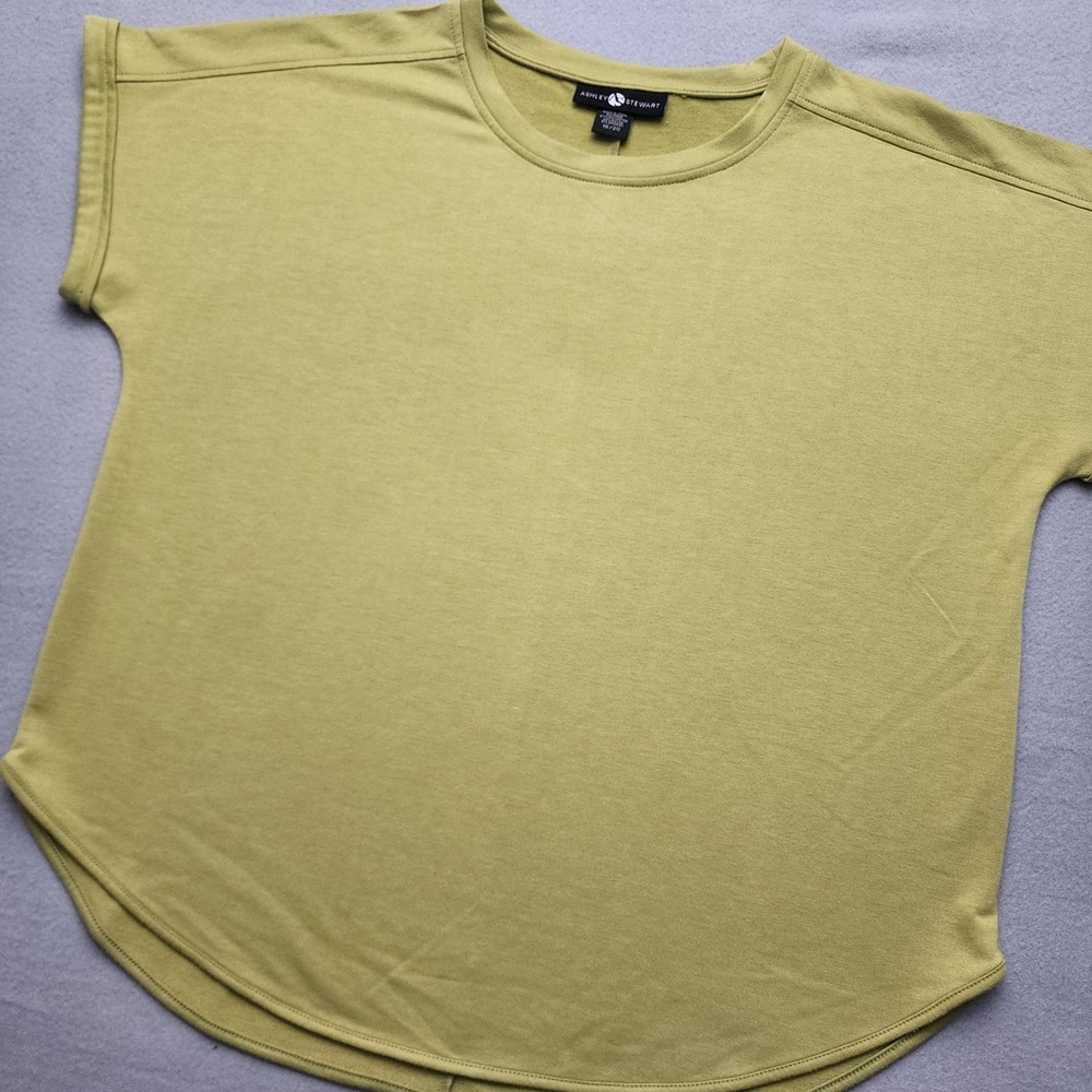 Ashley Stewart 18/20 Plus Size Green Dolman Sleeve Tunic Top Stretch Oversized